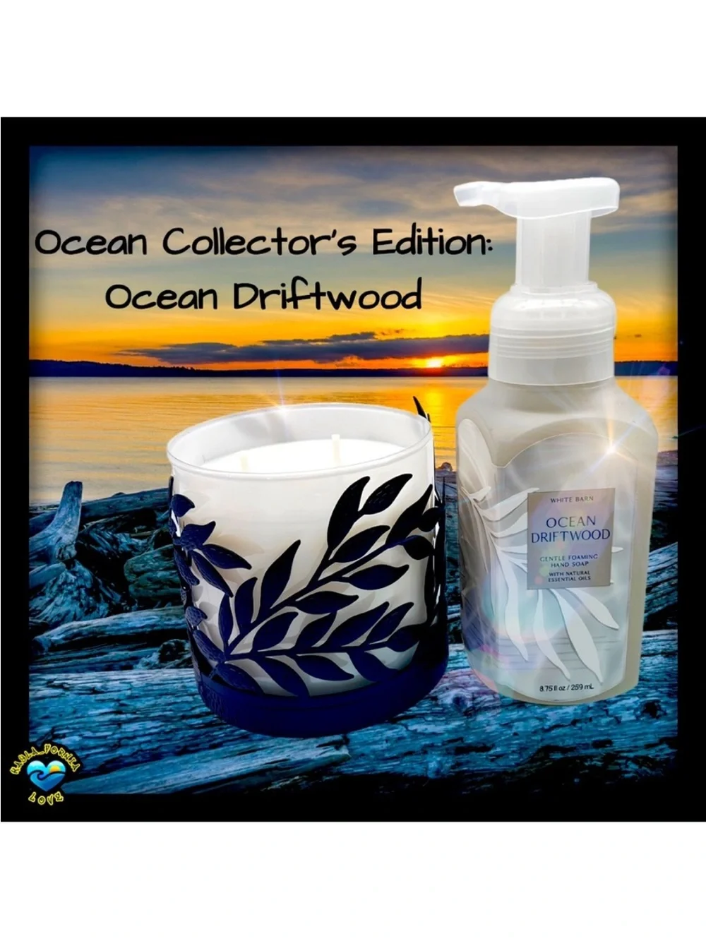 BBW Ocean Driftwood Collector Set 3-Wick Candle Soap Holder 5pc